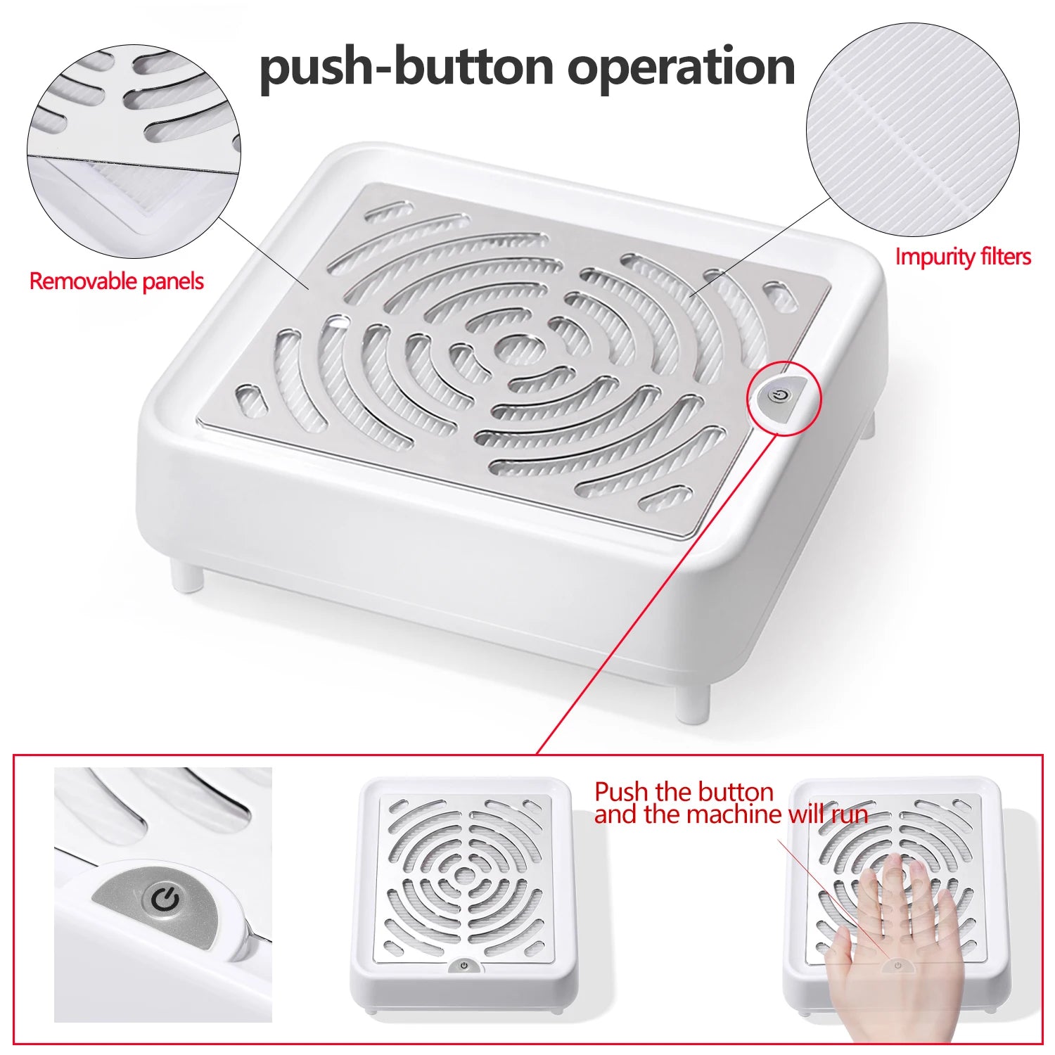 Air Mini 40W Brushless Nail Dust Collector - Quiet, Portable for Salon & Home