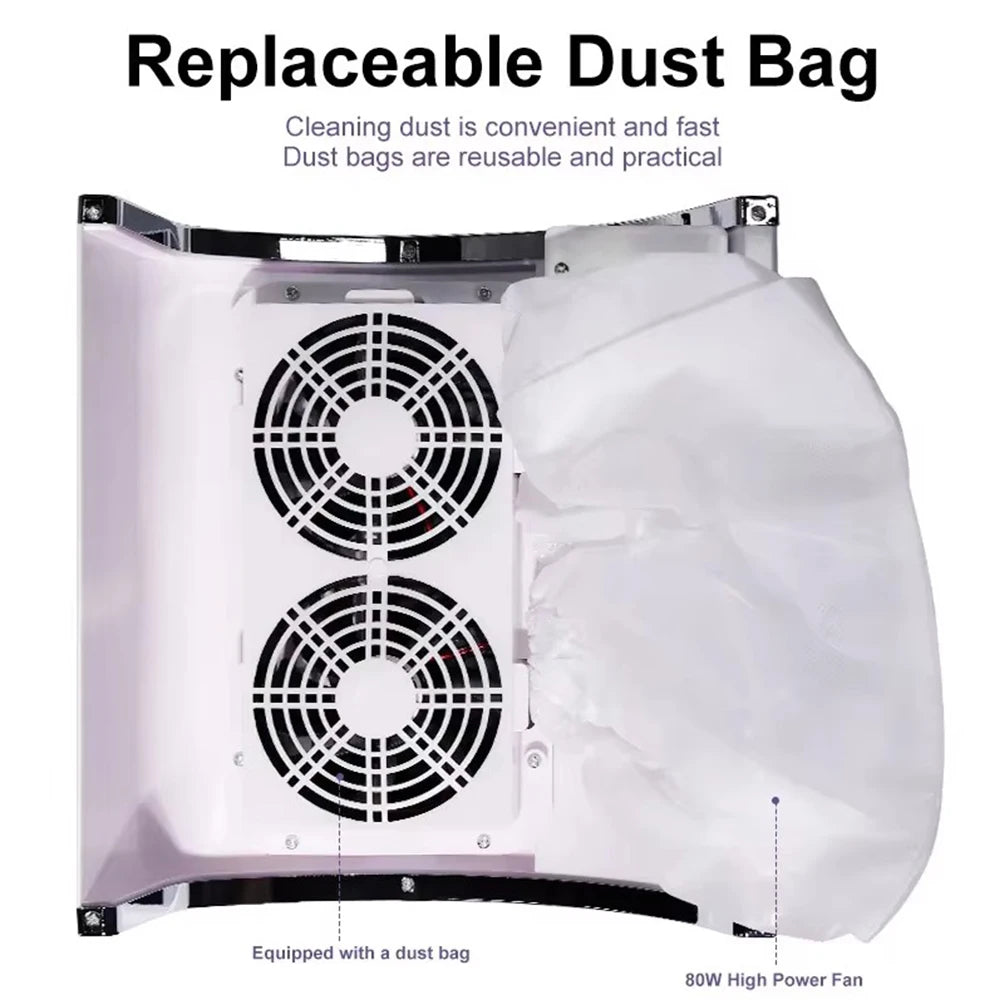 Powerful Air Pro Nail Dust Collector for Nail Technician- TwinFan, Ergonomic Design