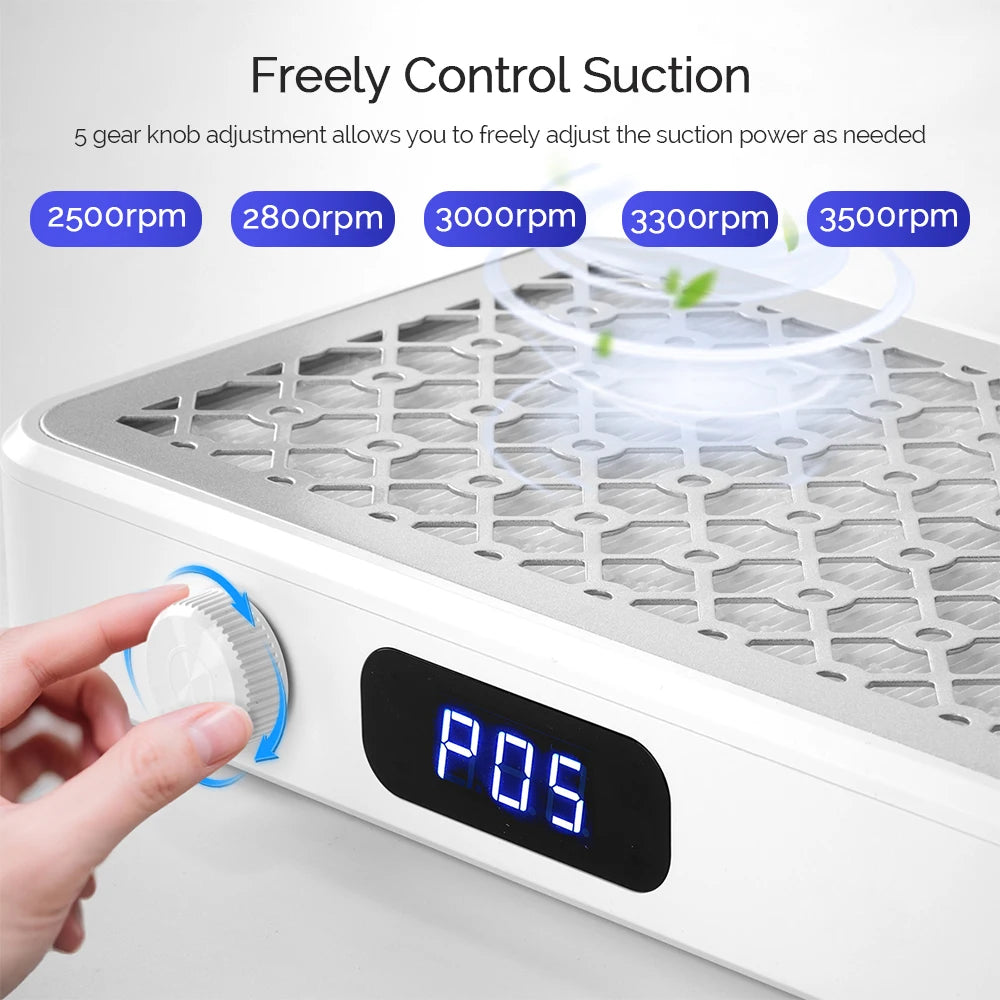 Professional Nail Dust Collector for Salon & Home Use, 5 Levels Adjustable Suction Power